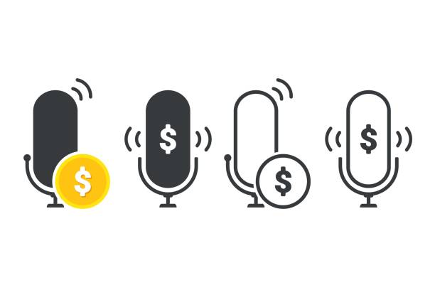 Audio microphone with money icon. Illustration vector